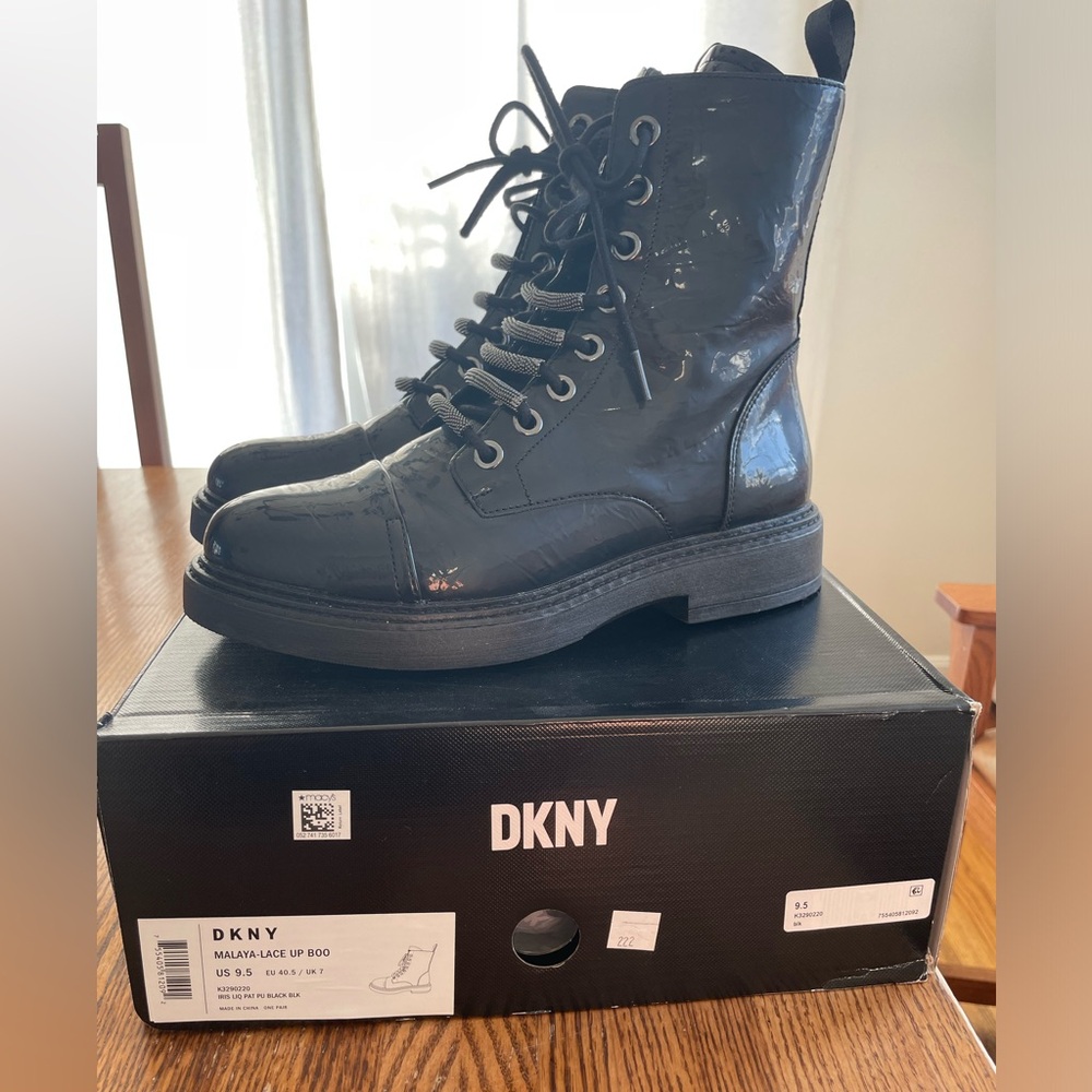 DKNY black, combat boots, never worn! Size 9.5